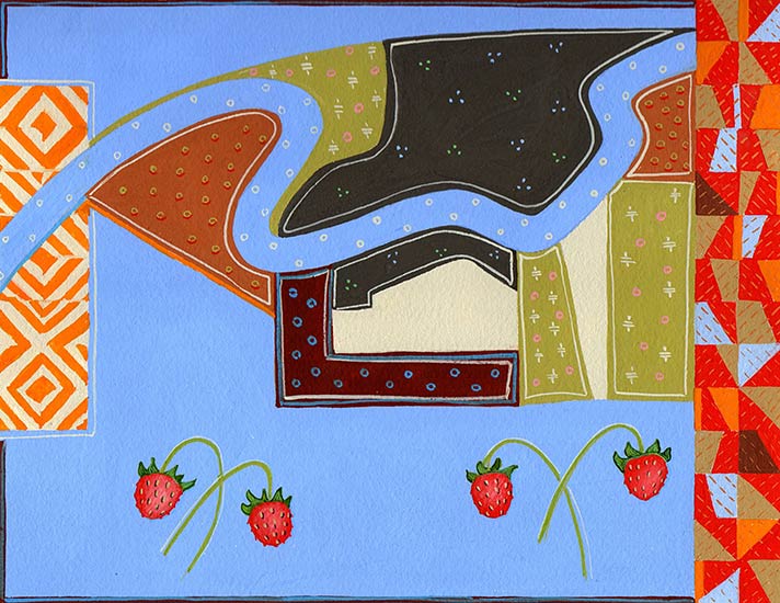 Joan Anderson and associates; painting on silk with found objects.