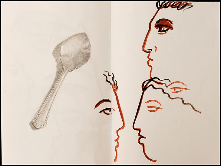 Joan Anderson sketchbook page.